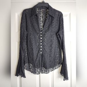 Beautiful NY&Co Black Lace blouse Size Large